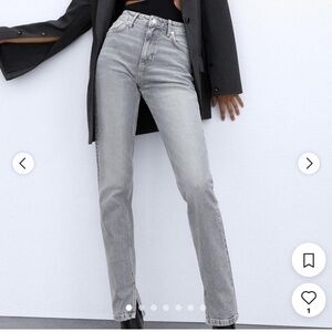 Zara light wash slim fit hose rise split slim jeans size 0